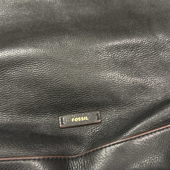 Fossil Black Leather Bag/Tote pre-owned. - Picture 5 of 7